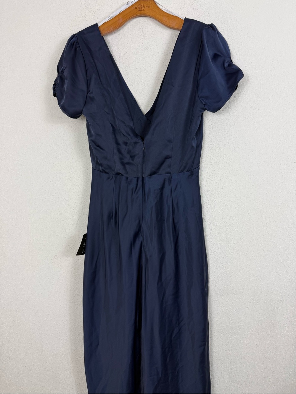 Lulus Epitome of Romance Navy Blue Satin Puff Sleeve Maxi Dress NWT Medium - Picture 7 of 9